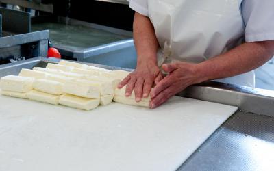 Chaque Haloumi est plié en deux, une fois cuit,